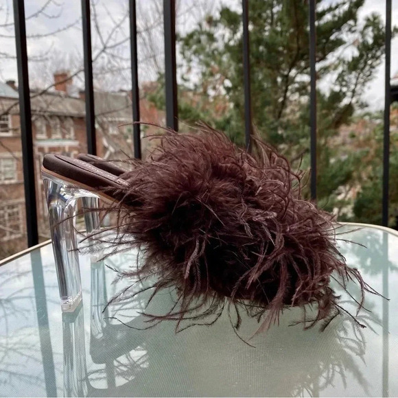 New Free People Jeffrey Campbell Heels Daisy Clear Glass Feather Shoes in Brown - Picture 13 of 13